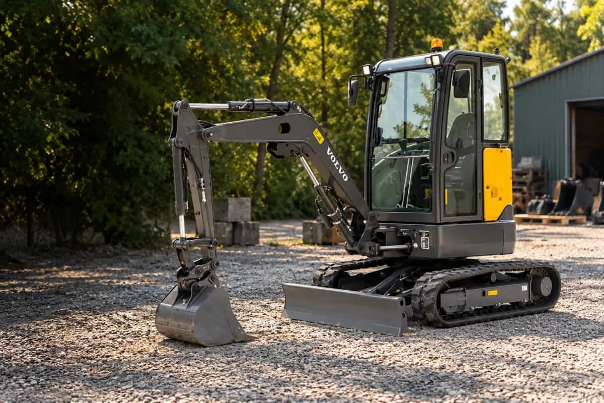 Mini-pelle sur un chantier