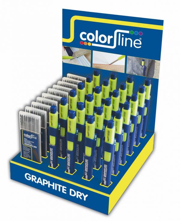 Assortiment de porte-mine et mines de rechange en display: 24 X Crayon GRAPHITE DRY + 10 x mines graphites