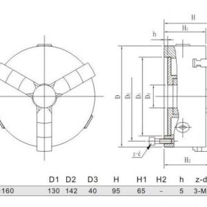 Mandrin à 3 mors auto-centrant 160 mm