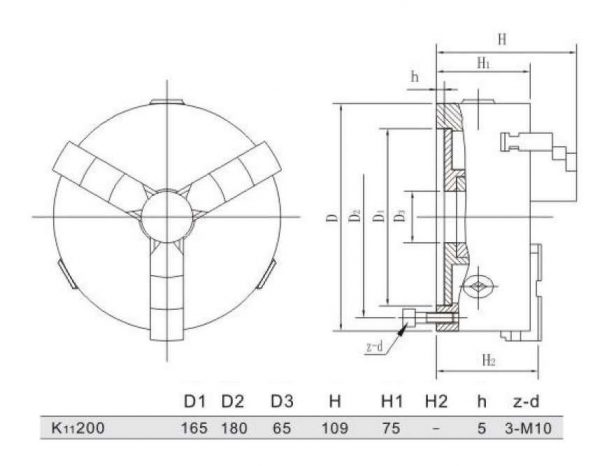 Mandrin 3 mors auto-centrant 200 mm