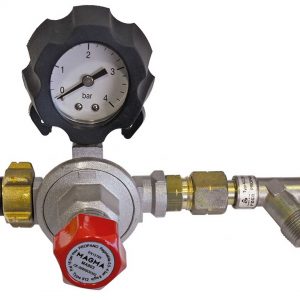 Détendeur à pression variable, avec valve de rupture et manomètre – 0,5-4 bar