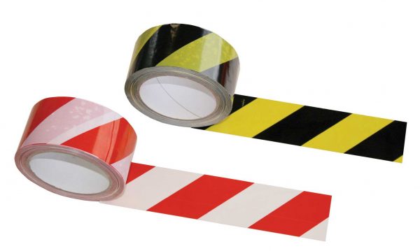 Tape de signalisation PVC noir et jaune – 50 mm x 33 m